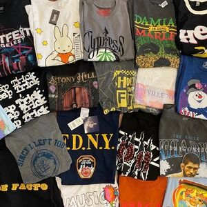 NEW Graphic T-Shirt RANDOM Bundle of 7 Tees Band Pop Culture Anime Vintage Style